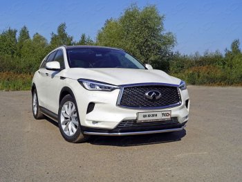 19 549 р. Защита переднего бампера нижняя d42,4 мм ТСС Тюнинг  INFINITI Qx50 (2018-2024) (нержавейка). Увеличить фотографию 1