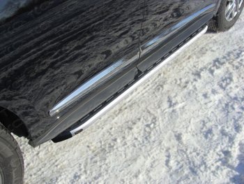Пороги алюминиевые с пластиковой накладкой ТСС Тюнинг INFINITI QX60 L50 дорестайлинг (2013-2016)