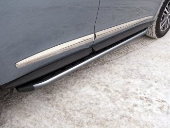 Пороги алюминиевые с пластиковой накладкой, ТСС Тюнинг INFINITI QX60 L50 рестайлинг (2016-2021)  (карбон серые)