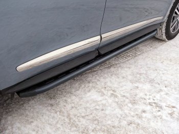 21 349 р. Пороги алюминиевые с пластиковой накладкой ТСС Тюнинг  INFINITI QX60 (2016-2021) (карбон черные). Увеличить фотографию 1