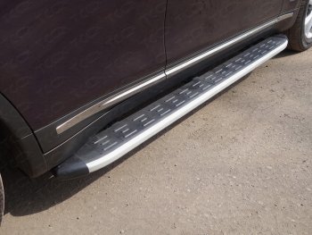 Пороги алюминиевые с пластиковой накладкой ТСС Тюнинг INFINITI QX70 S51 (2013-2020)  (серые)