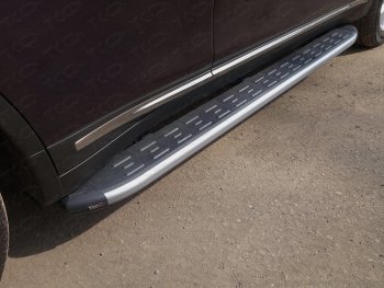 Пороги алюминиевые с пластиковой накладкой, ТСС Тюнинг INFINITI QX70 S51 (2013-2020)  (карбон серые)