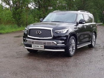 26 699 р. Защита переднего бампера нижняя d76,1 мм ТСС Тюнинг  INFINITI QX80 (2018-2024) (нержавейка). Увеличить фотографию 1