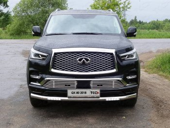 44 499 р. Защита переднего бампера нижняя с ДХО 76,1 мм ТСС Тюнинг  INFINITI QX80 (2018-2024) (нержавейка). Увеличить фотографию 1