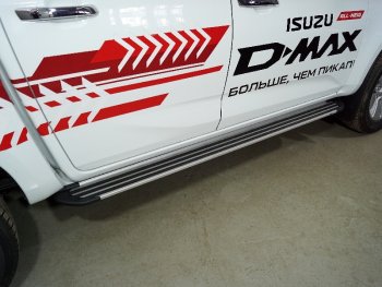 Пороги алюминиевые, ТСС Тюнинг Isuzu D-Max RT85,TFR DoubleCab рестайлинг (2015-2021)  (Slim Line Silver)