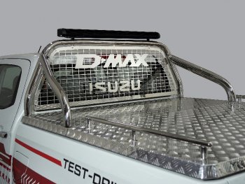 133 999 р. Защита кузова и заднего стекла (для крышки) со светодиодной фарой d75*42 мм ТСС Тюнинг  Isuzu D-Max  RG DoubleCab (2019-2024) (нержавейка). Увеличить фотографию 1