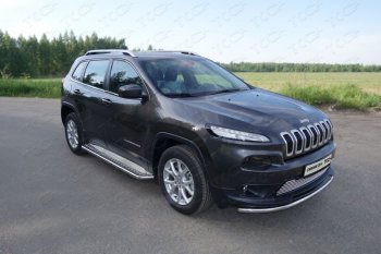 17 999 р. Защита переднего бампера нижняя d60,3 мм ТСС Тюнинг  Jeep Cherokee  KL (2014-2017) (нержавейка). Увеличить фотографию 1