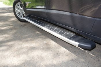 Пороги алюминиевые с пластиковой накладкой (Sport, Longitude, Limited) ТСС Тюнинг Jeep Cherokee KL дорестайлинг (2014-2017)