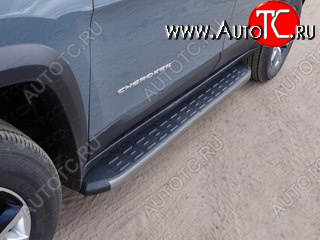 21 349 р. Пороги алюминиевые с пластиковой накладкой, ТСС Тюнинг  Jeep Cherokee  Trailhawk (2014-2024) (карбон серые)