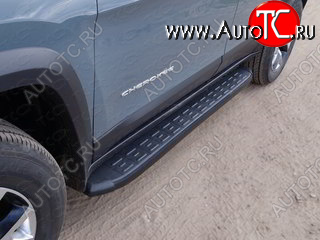 21 349 р. Пороги алюминиевые с пластиковой накладкой ТСС Тюнинг  Jeep Cherokee  Trailhawk (2014-2024) (карбон черные)