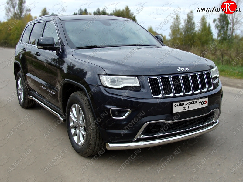 20 999 р. Защита переднего бампера нижняя d76,1 мм ТСС Тюнинг  Jeep Grand Cherokee  WK2 (2013-2018) (нержавейка)