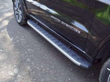 21 349 р. Пороги алюминиевые с пластиковой накладкой, ТСС Тюнинг  Jeep Grand Cherokee  WK2 (2018-2024) (карбон серебро). Увеличить фотографию 1