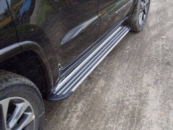 19 999 р. Пороги алюминиевые Slim Line ТСС Тюнинг  Jeep Grand Cherokee  WK2 (2018-2024) (Silver). Увеличить фотографию 1