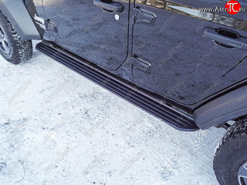 19 999 р. Пороги алюминиевые с пластиковой накладкой ТСС Тюнинг  Jeep Wrangler  JL (2018-2024) (серые)