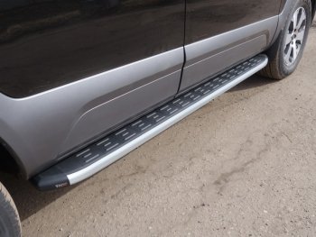 Пороги алюминиевые с пластиковой накладкой ТСС Тюнинг KIA Mohave HM2 (2019-2022)  (серые)