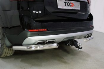 Защита задняя (уголки, нержавейка 76,1 мм, не встают на автомобили с пневмоподвеской) ТСС Тюнинг KIA Mohave HM2 (2019-2022)  (не встают на автомобили с пневмоподвеской)