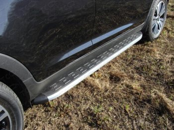 Пороги алюминиевые с пластиковой накладкой ТСС Тюнинг KIA Sportage 3 SL дорестайлинг (2010-2014)
