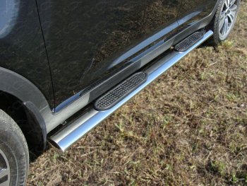 Пороги овальные с накладкой 120х60 мм ТСС Тюнинг KIA Sportage 3 SL рестайлинг (2014-2016)  (серые)