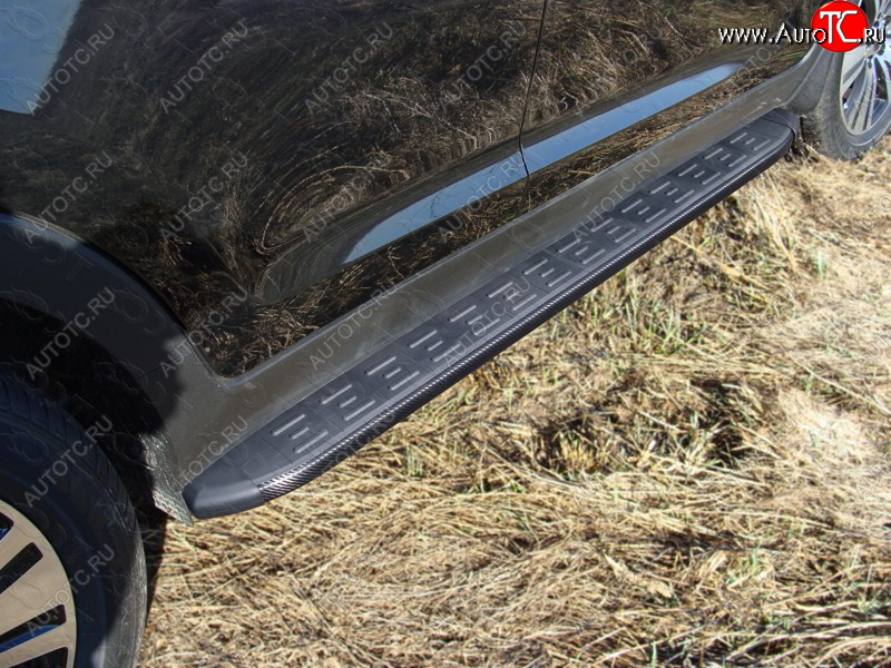 21 349 р. Пороги алюминиевые с пластиковой накладкой ТСС Тюнинг KIA Sportage 3 SL рестайлинг (2014-2016) (карбон черные)