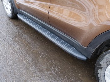 Пороги алюминиевые с пластиковой накладкой ТСС Тюнинг KIA Sportage 4 QL дорестайлинг (2016-2018)  (карбон черные)