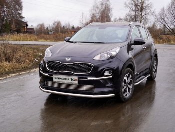 Защита переднего бампера нижняя d60,3 мм ТСС Тюнинг  KIA (КИА) Sportage (Спортаж)  4 QL (2018-2022) 4 QL рестайлинг  (нержавейка)