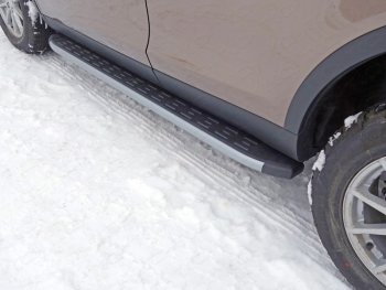 21 349 р. Пороги алюминиевые с пластиковой накладкой, ТСС Тюнинг  Land Rover Discovery Sport  L550 (2014-2019) (карбон серебро). Увеличить фотографию 1