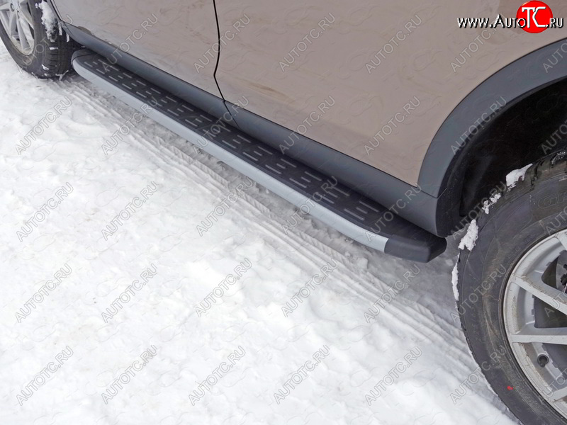 21 349 р. Пороги алюминиевые с пластиковой накладкой, ТСС Тюнинг  Land Rover Discovery Sport  L550 (2014-2019) (карбон серебро)