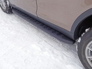Пороги алюминиевые с пластиковой накладкой ТСС Тюнинг Land Rover Discovery Sport L550 дорестайлинг (2014-2019)  (карбон черные)