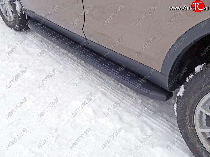 21 349 р. Пороги алюминиевые с пластиковой накладкой ТСС Тюнинг  Land Rover Discovery Sport  L550 (2014-2019) (карбон черные)