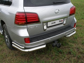 26 699 р. Защита задняя (уголки, нержавейка 76,1*42,4 мм) кроме F-Sport ТСС Тюнинг  Lexus LX  570 (2007-2012). Увеличить фотографию 1