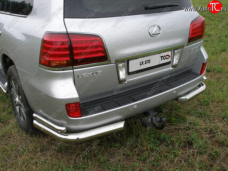 26 699 р. Защита задняя (уголки, нержавейка 76,1*42,4 мм) кроме F-Sport ТСС Тюнинг  Lexus LX  570 (2007-2012)