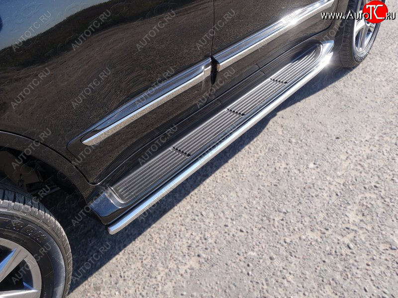 17 999 р. Защита порогов алюминий 42,4 мм, ТСС Тюнинг  Lexus LX  570 (2012-2015)