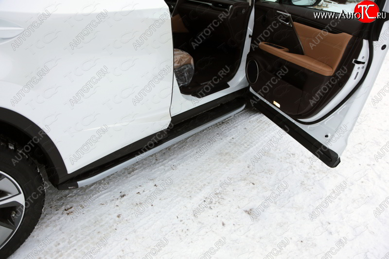 21 349 р. Пороги алюминиевые с пластиковой накладкой кроме F-Sport, ТСС Тюнинг  Lexus RX ( 300,  450H,  350,  200T) (1995-2019) (карбон серебро)