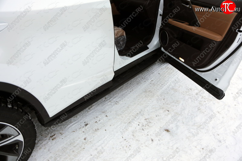 21 349 р. Пороги алюминиевые с пластиковой накладкой кроме F-Sport ТСС Тюнинг  Lexus RX ( 300,  450,  350,  200T) (1995-2019) (карбон черные)