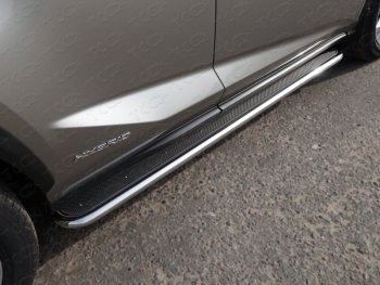 37 949 р. Пороги с площадкой 42,4 мм кроме F-Sport ТСС Тюнинг  Lexus NX  300h (2014-2017) (нержавейка). Увеличить фотографию 1