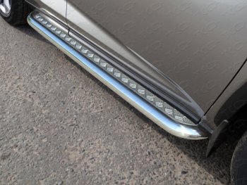 Пороги с площадкой 60,3 мм кроме F-Sport ТСС Тюнинг Lexus (Лексус) NX (НХ)  300h (2014-2017) 300h Z10 дорестайлинг  (серые)