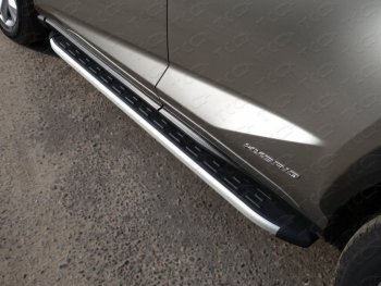 Пороги алюминиевые с пластиковой накладкой кроме F-Sport ТСС Тюнинг Lexus (Лексус) NX (НХ)  300h (2014-2017) 300h Z10 дорестайлинг  (серые)