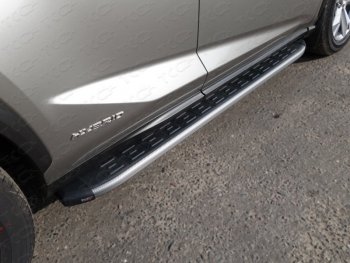21 349 р. Пороги алюминиевые с пластиковой накладкой кроме F-Sport, ТСС Тюнинг  Lexus NX  300h (2014-2017) (карбон серые). Увеличить фотографию 1