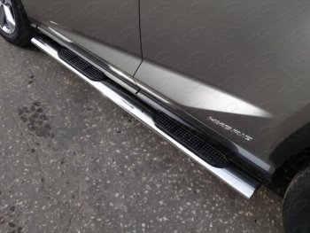 39 699 р. Пороги овальные с накладкой 120х60 мм кроме F-Sport ТСС Тюнинг  Lexus NX  200 (2014-2017) (серые). Увеличить фотографию 1
