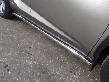 Защита порогов труба d60,3 мм ТСС Тюнинг Lexus (Лексус) NX (НХ)  200 (2014-2017) 200 Z10 дорестайлинг  (серые)