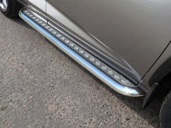 32 999 р. Пороги с площадкой 60,3 мм кроме F-Sport ТСС Тюнинг Lexus NX 200T (2015-2024) (серые). Увеличить фотографию 1