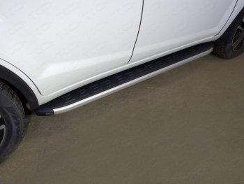 Пороги алюминиевые с пластиковой накладкой ТСС Тюнинг Lifan (Лифан) X60 (Х60) (2016-2024) 2-ой рестайлинг  (серые)
