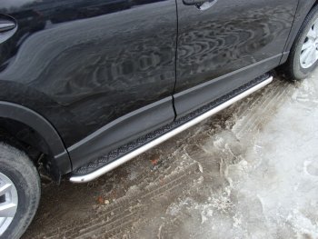 30 849 р. Пороги с площадкой 42,4 мм ТСС Тюнинг  Mazda CX-5  KE (2011-2014) (серые). Увеличить фотографию 1