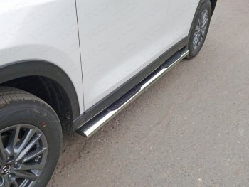 41 999 р. Пороги овальные с накладкой 120х60 мм, ТСС Тюнинг  Mazda CX-5  KE (2011-2014) (серые). Увеличить фотографию 1