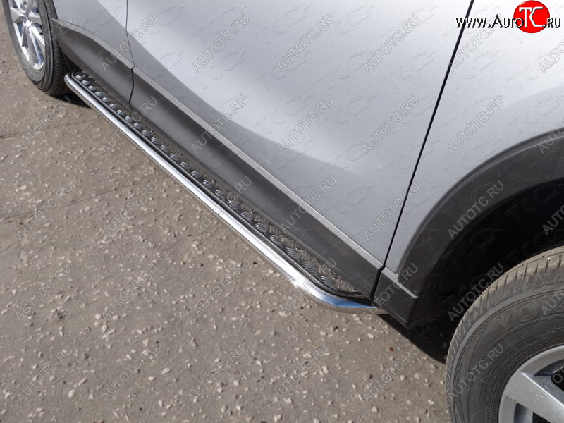 30 849 р. Пороги с площадкой 42,4 мм ТСС Тюнинг  Mazda CX-5  KE (2015-2017) (серые)