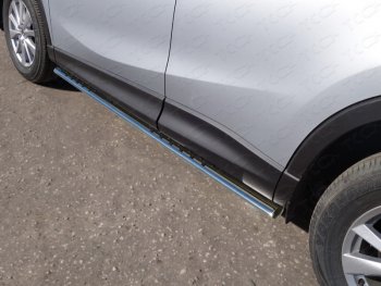 34 749 р. Пороги овальные с проступью 75х42 мм ТСС Тюнинг  Mazda CX-5  KE (2015-2017) (серые). Увеличить фотографию 1