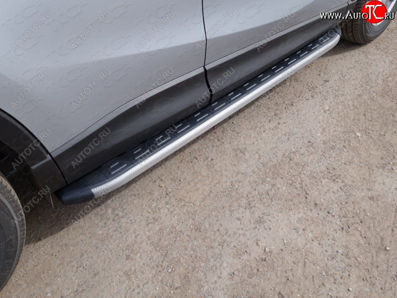21 349 р. Пороги алюминиевые с пластиковой накладкой, ТСС Тюнинг  Mazda CX-5  KE (2015-2017) (карбон серые)