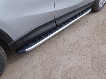 21 349 р. Пороги алюминиевые с пластиковой накладкой ТСС Тюнинг  Mazda CX-5  KE (2015-2017) (карбон серебро). Увеличить фотографию 1