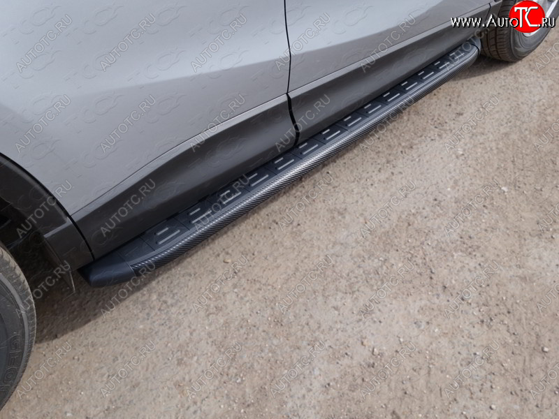 21 349 р. Пороги алюминиевые с пластиковой накладкой ТСС Тюнинг  Mazda CX-5  KE (2015-2017) (карбон черные)