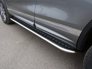 37 999 р. Пороги с площадкой 75х42 мм ТСС Тюнинг  Mazda CX-5  KE (2015-2017) (серые). Увеличить фотографию 1